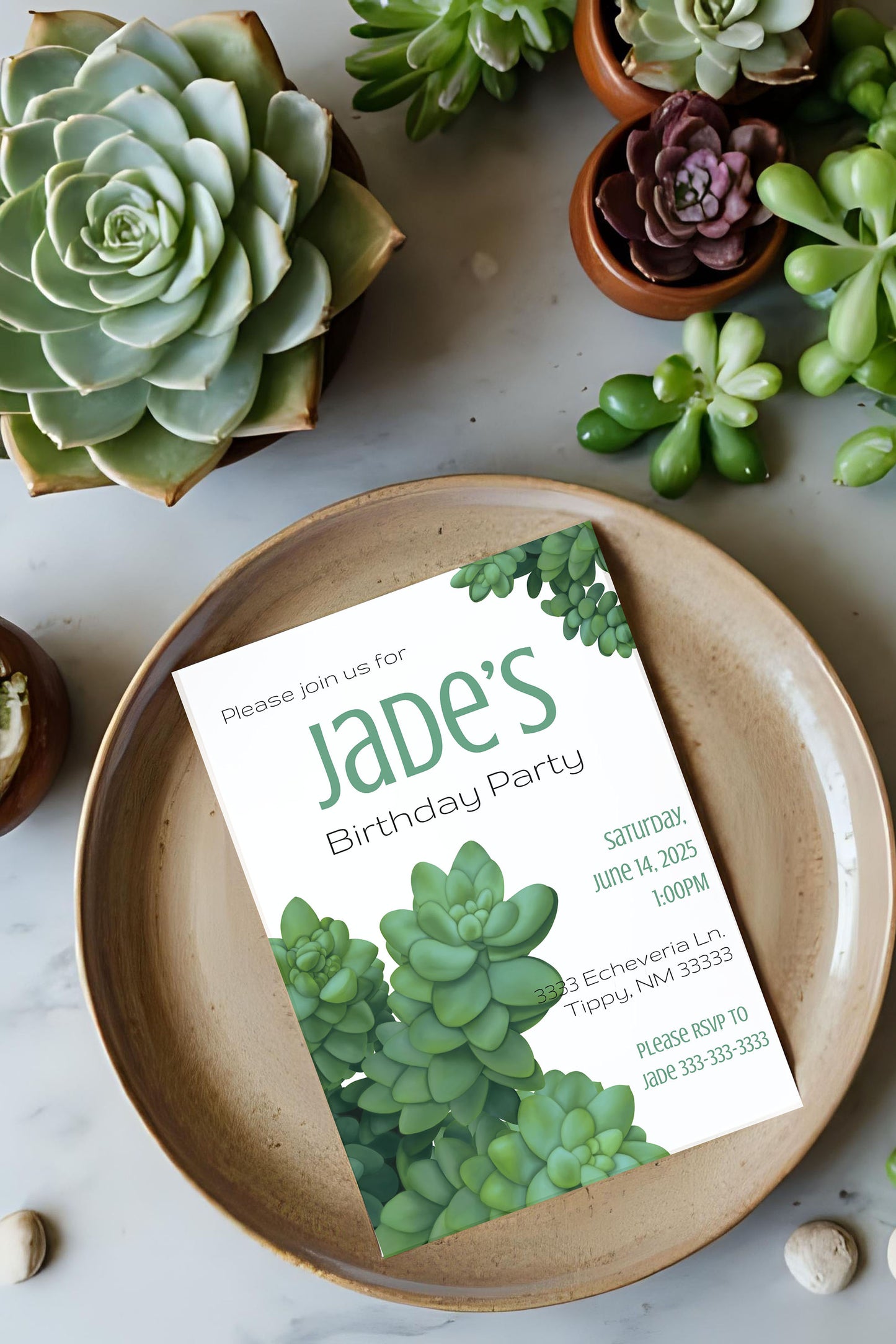 Light Burro's Tail Succulent Party Invitation | Digital Party Invite | Birthday | Shower| Desert | Succulent party | Summer Party | Wedding