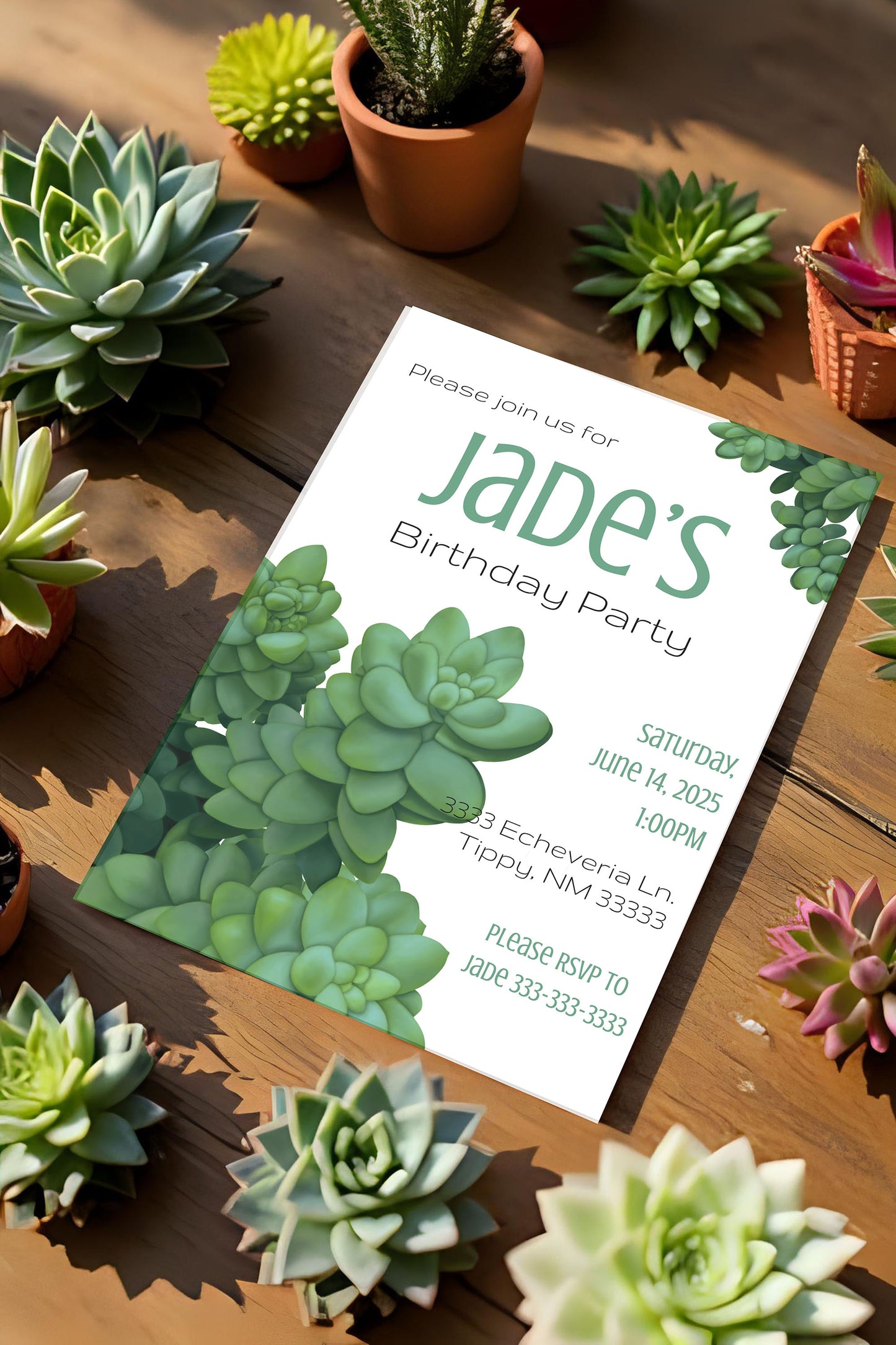 Light Burro's Tail Succulent Party Invitation | Digital Party Invite | Birthday | Shower| Desert | Succulent party | Summer Party | Wedding