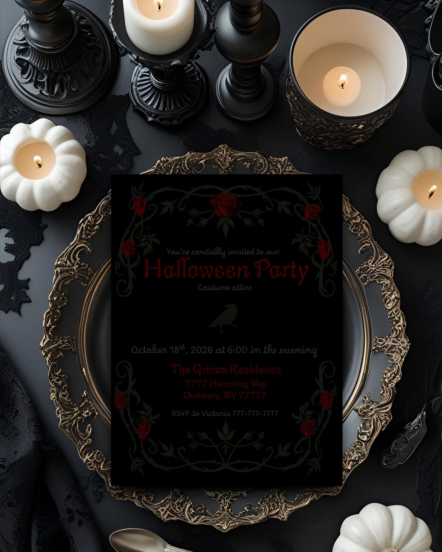 Gothic Party Invitation | Halloween Party | Halloween Invite | Gothic | Spooky | Customizable | Digital Invite | Gothic Party | Template |