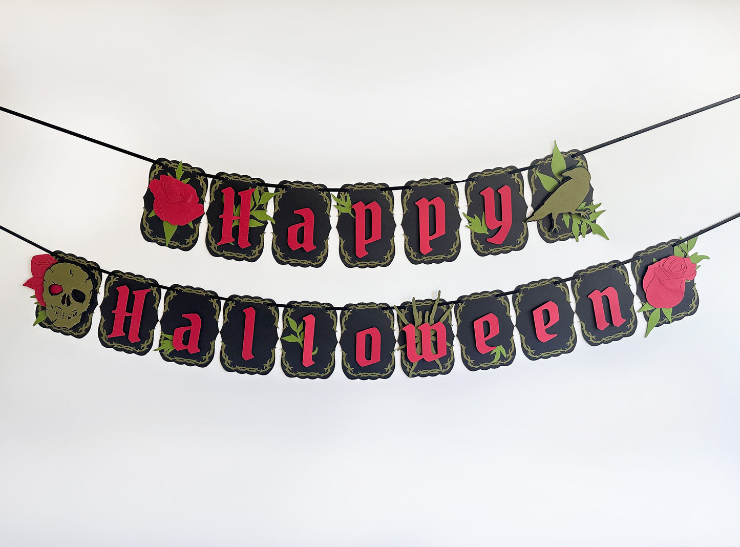 Black & Red Gothic Halloween Banner | Gothic Banner | Goth Halloween Banner| Halloween Party Banner| Haunted Gatherings | Skull | Roses