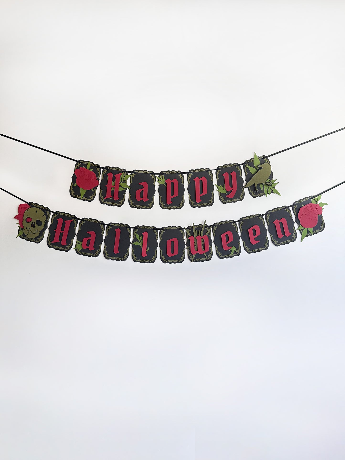Black & Red Gothic Halloween Banner | Gothic Banner | Goth Halloween Banner| Halloween Party Banner| Haunted Gatherings | Skull | Roses