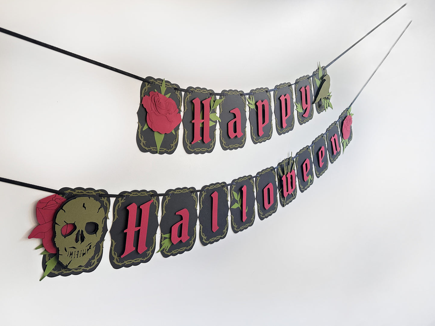 Black & Red Gothic Halloween Banner | Gothic Banner | Goth Halloween Banner| Halloween Party Banner| Haunted Gatherings | Skull | Roses