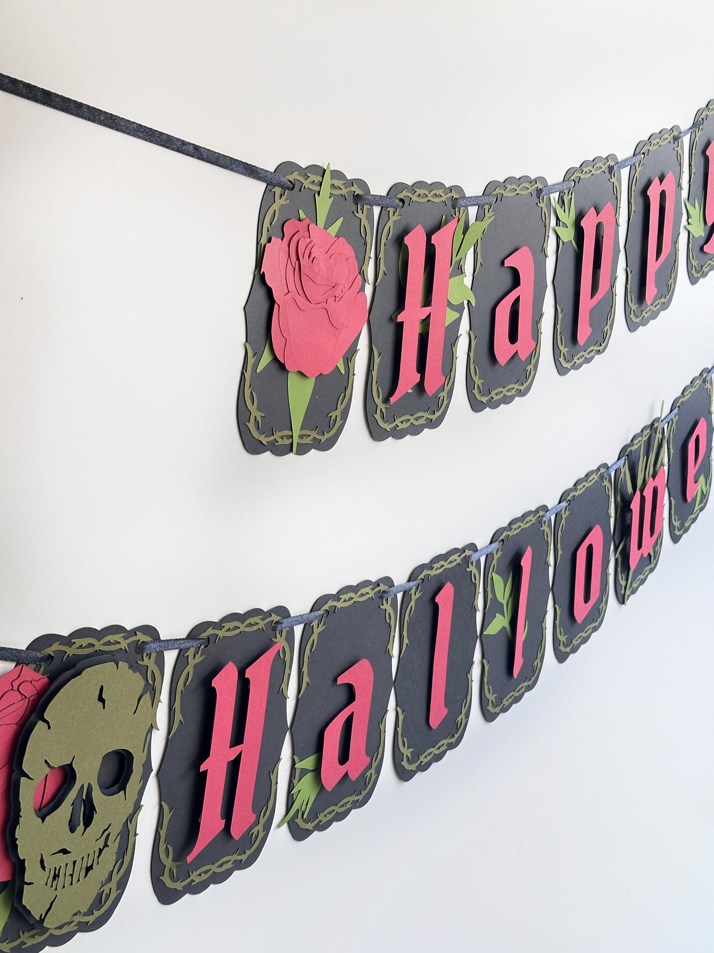 Black & Red Gothic Halloween Banner | Gothic Banner | Goth Halloween Banner| Halloween Party Banner| Haunted Gatherings | Skull | Roses