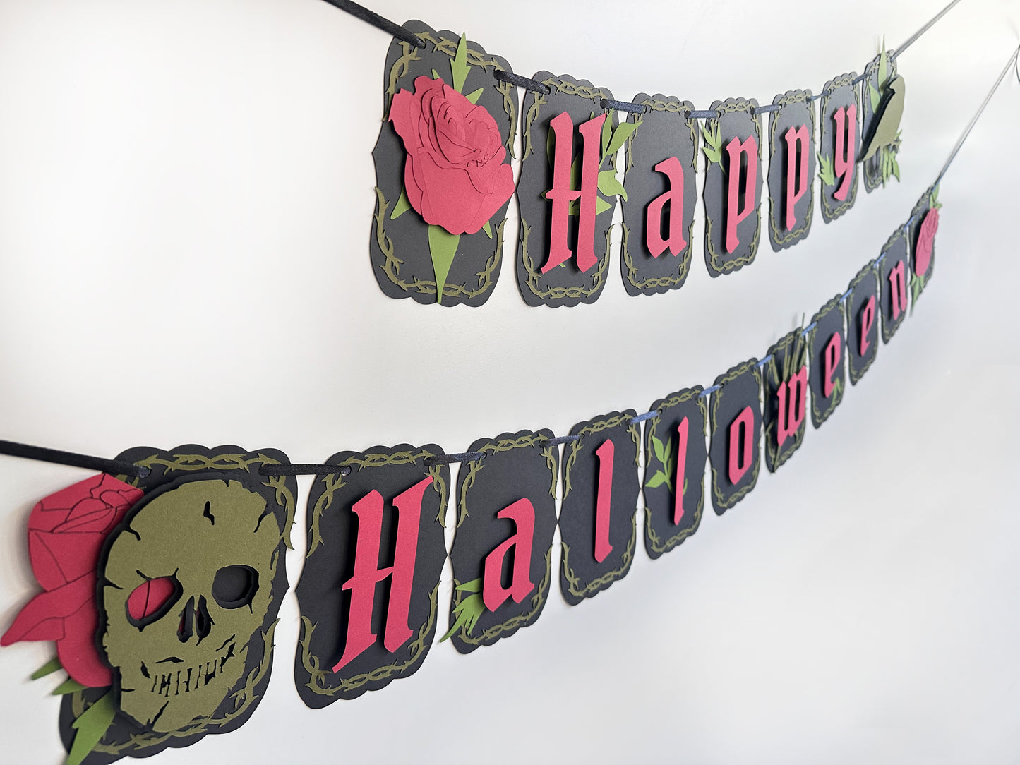 Black & Red Gothic Halloween Banner | Gothic Banner | Goth Halloween Banner| Halloween Party Banner| Haunted Gatherings | Skull | Roses