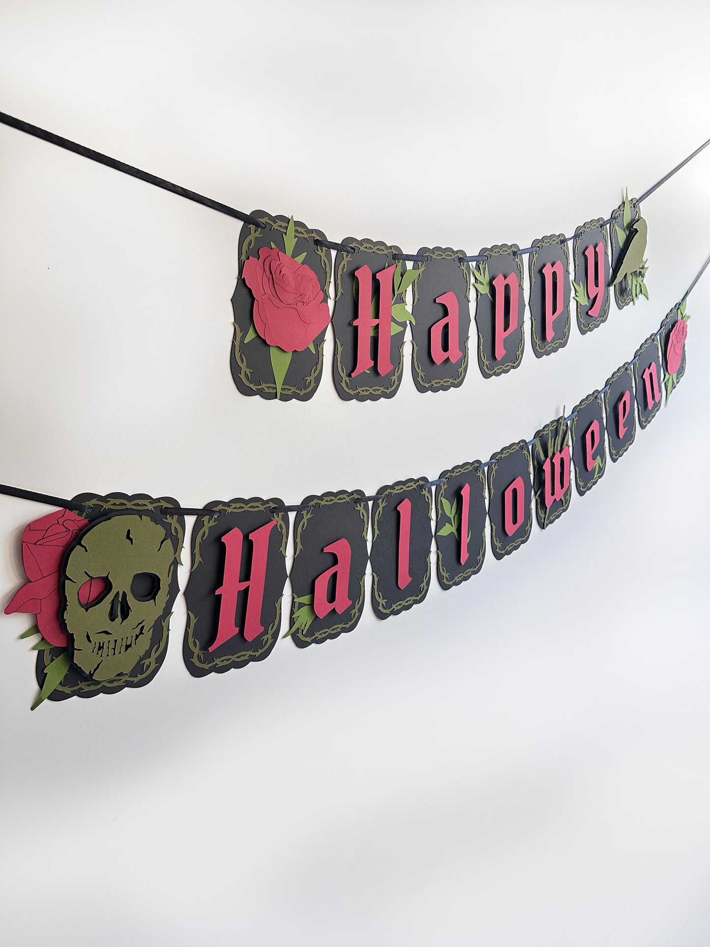 Black & Red Gothic Halloween Banner | Gothic Banner | Goth Halloween Banner| Halloween Party Banner| Haunted Gatherings | Skull | Roses