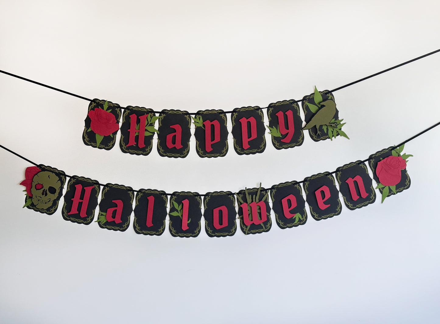 Black & Red Gothic Halloween Banner | Gothic Banner | Goth Halloween Banner| Halloween Party Banner| Haunted Gatherings | Skull | Roses