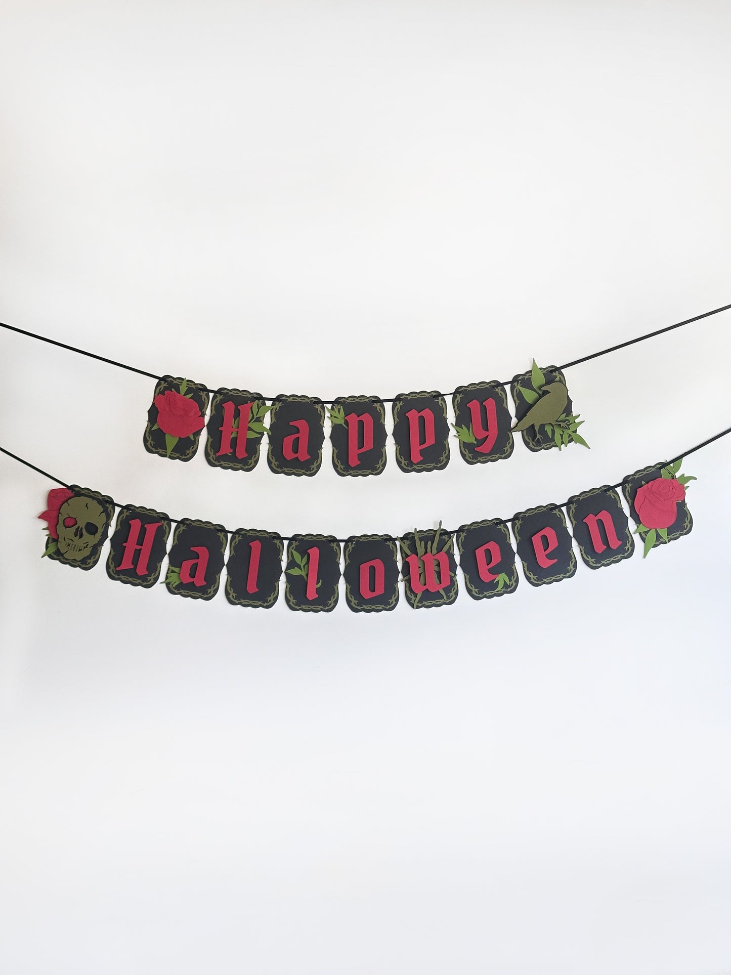 Black & Red Gothic Halloween Banner | Gothic Banner | Goth Halloween Banner| Halloween Party Banner| Haunted Gatherings | Skull | Roses