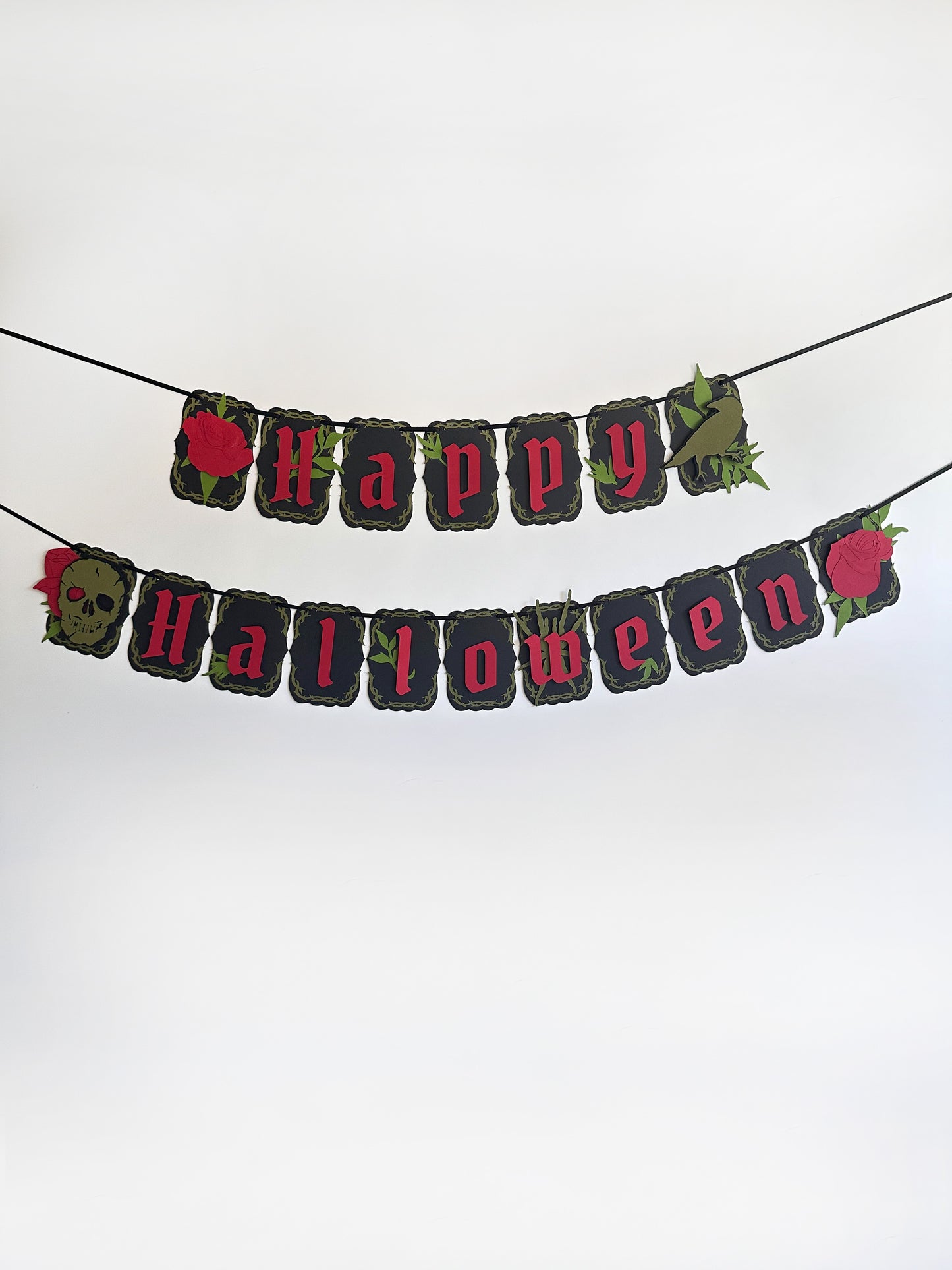 Black & Red Gothic Halloween Banner | Gothic Banner | Goth Halloween Banner| Halloween Party Banner| Haunted Gatherings | Skull | Roses