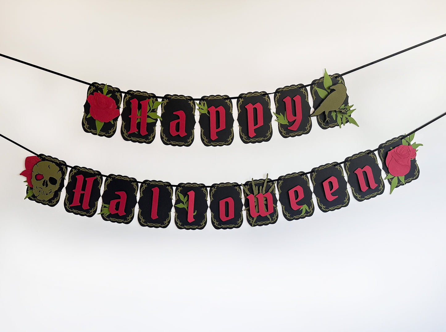 Black & Red Gothic Halloween Banner | Gothic Banner | Goth Halloween Banner| Halloween Party Banner| Haunted Gatherings | Skull | Roses