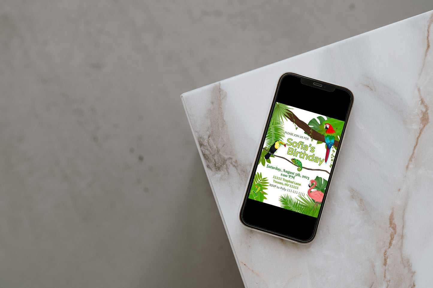 Tropical Party Invite | Jungle | Rainforest | Luau | Digital Party Invite |Toucan | Birthday | Shower| Bachelorette Party | Tropical Leaves