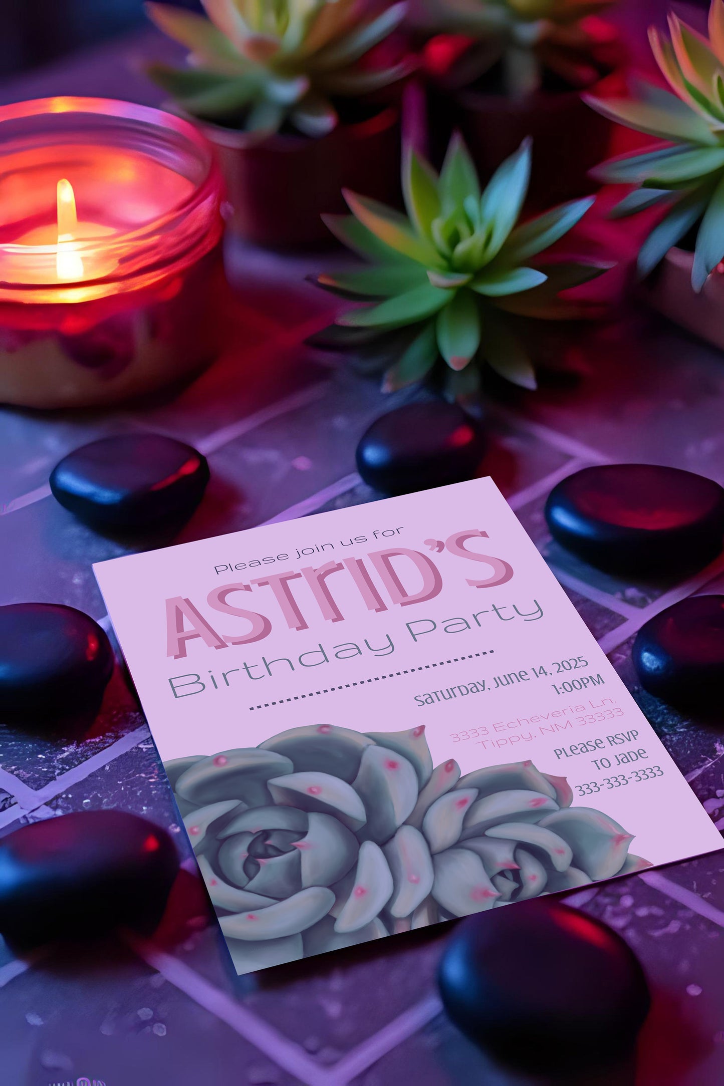 Light Echeveria Succulent Party Invitation | Digital Party Invite | Birthday | Shower| Desert | Succulent party | Summer Birthday | Wedding