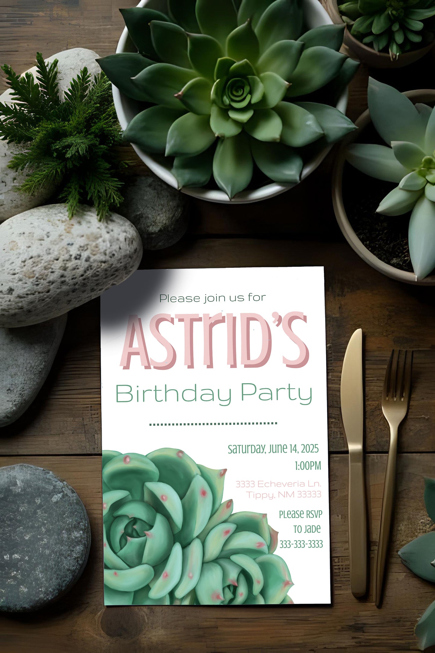 Light Echeveria Succulent Party Invitation | Digital Party Invite | Birthday | Shower| Desert | Succulent party | Summer Birthday | Wedding