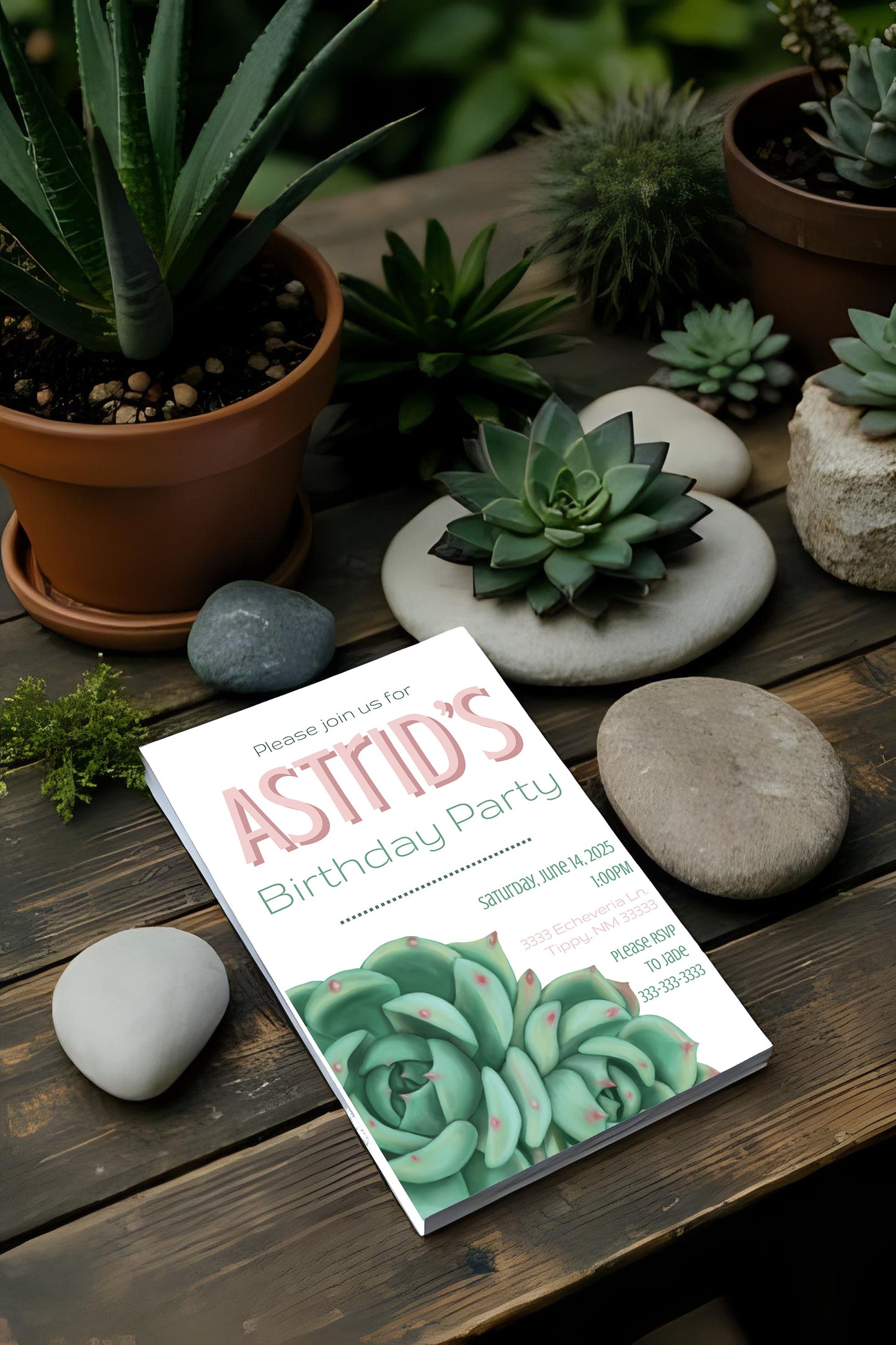 Light Echeveria Succulent Party Invitation | Digital Party Invite | Birthday | Shower| Desert | Succulent party | Summer Birthday | Wedding