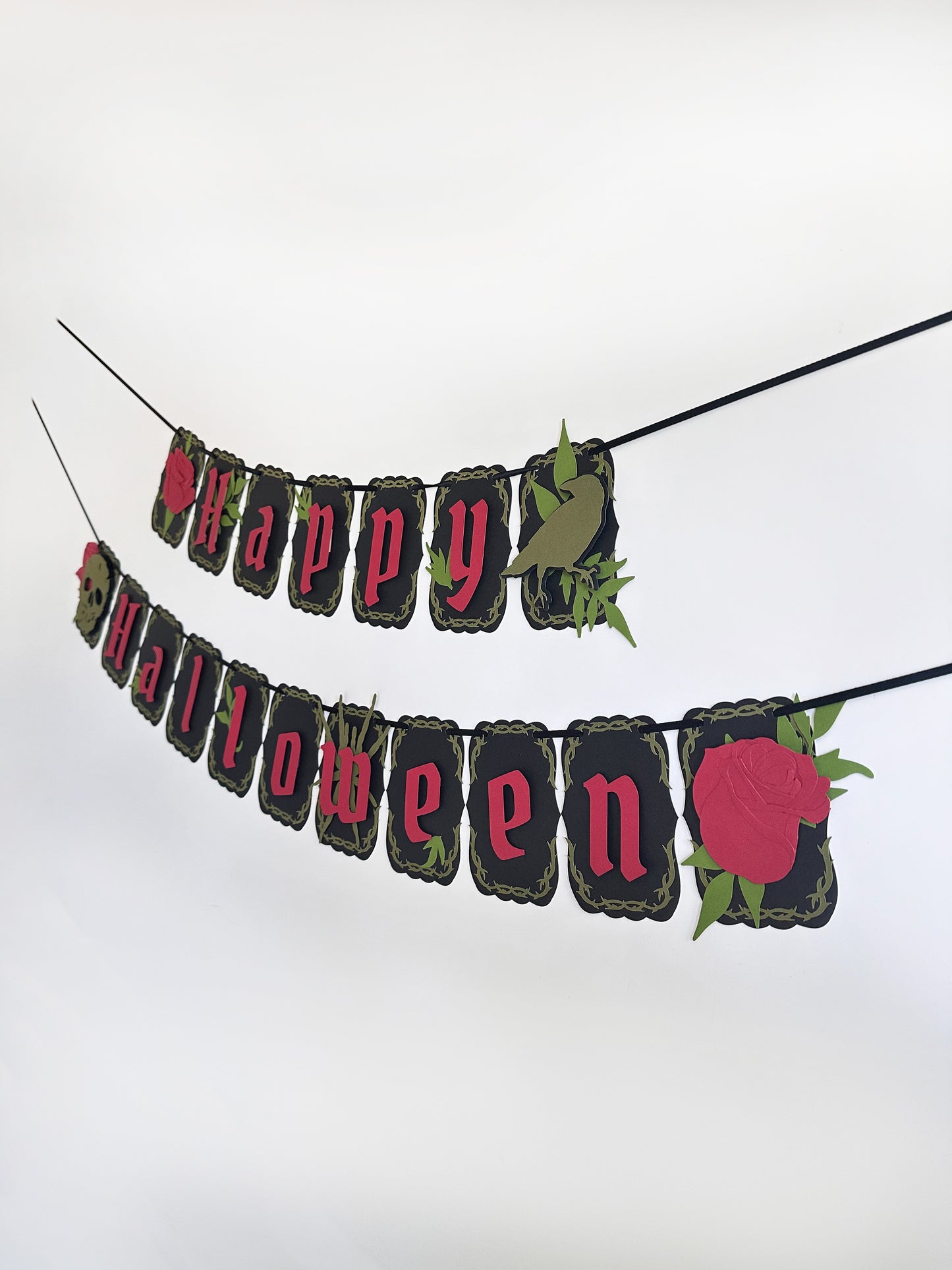 Black & Red Gothic Halloween Banner | Gothic Banner | Goth Halloween Banner| Halloween Party Banner| Haunted Gatherings | Skull | Roses