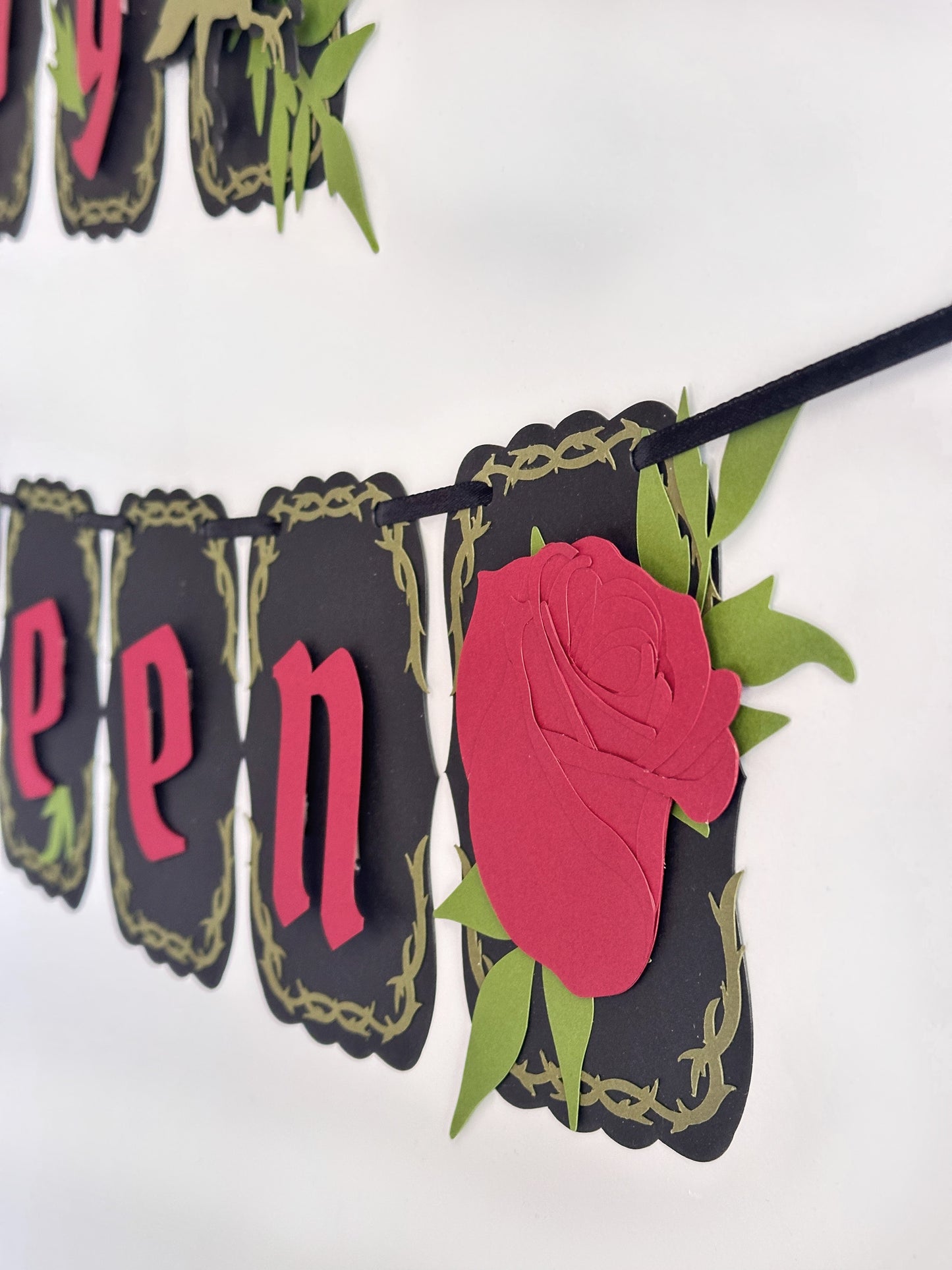 Black & Red Gothic Halloween Banner | Gothic Banner | Goth Halloween Banner| Halloween Party Banner| Haunted Gatherings | Skull | Roses