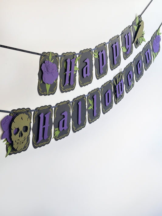 Black & Purple Gothic Banner | Happy Halloween Banner | Gothic Party Banner | Goth Halloween Banner| Halloween Party Banner|