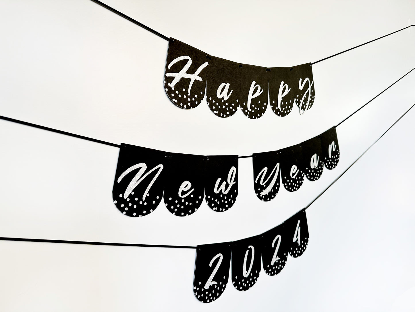 Happy New Year Banner | Happy New Year 2024 | New Year sign | Happy New Year | New Years Party | New Years Décor | 2024 | Silver and Black