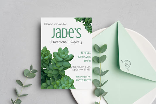 Light Burro's Tail Succulent Party Invitation | Digital Party Invite | Birthday | Shower| Desert | Succulent party | Summer Party | Wedding